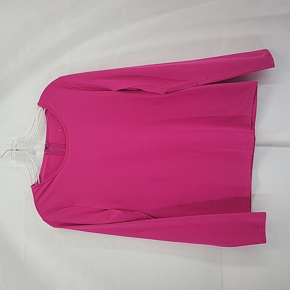 LOU & GREY Pink Performance Side Key Pocket, Zippered Back Long Sleeve Top